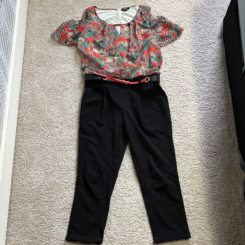 Only Vibrant Red and Black Jumpsuit